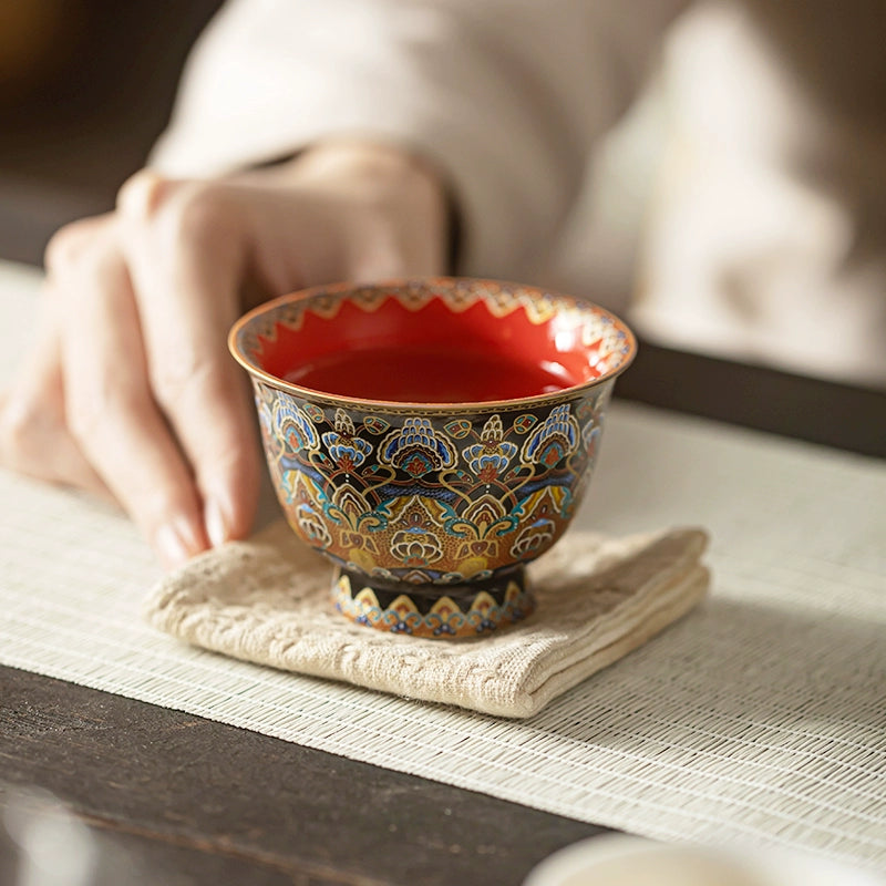 Hand-Painted Enameled Teacup