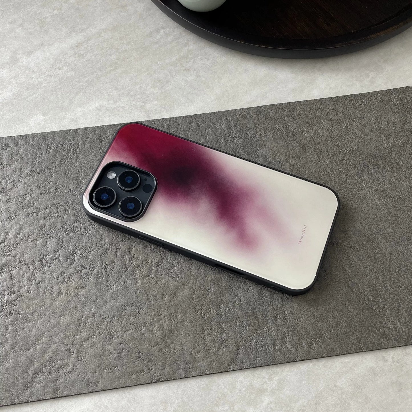 Purple ink painting style anti-slip full-coverage tempered glass premium phone case