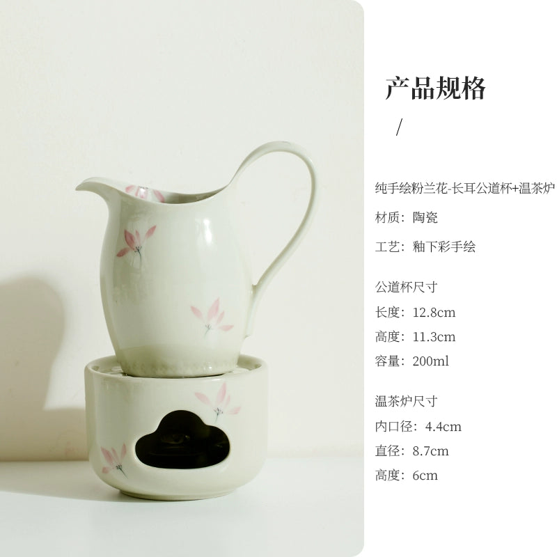 Octafoil Archaic Teapot with Hand-Painted Pink Orchids