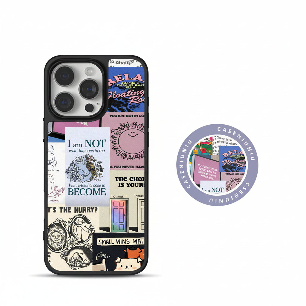 American retro cyberpunk collage manifesto magnetic phone case
