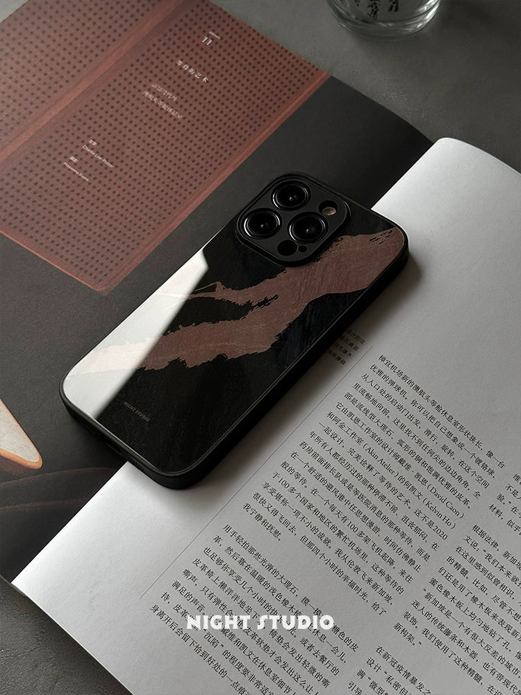 Night Studio Brown Textured Black Phone Case