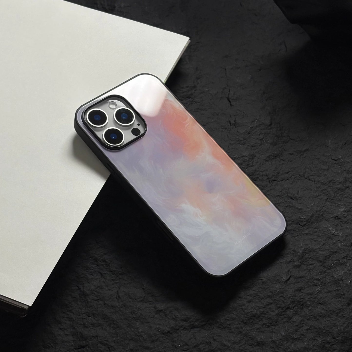 Colorful flowing water pattern, anti-slip, full-coverage glass original premium phone case.