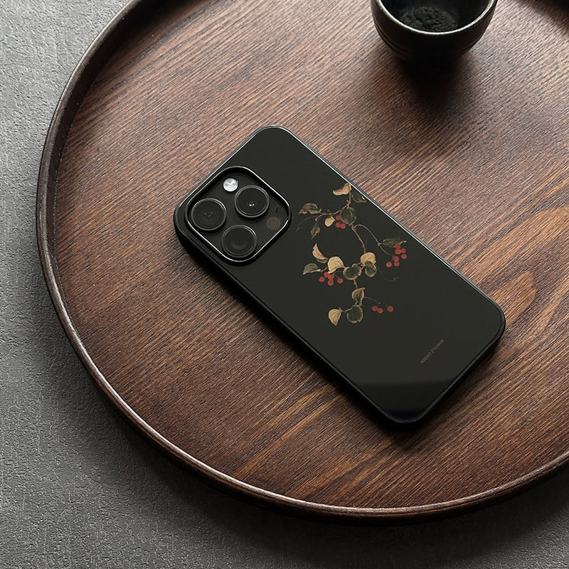 Night Studio Flower Branch Black Phone Case
