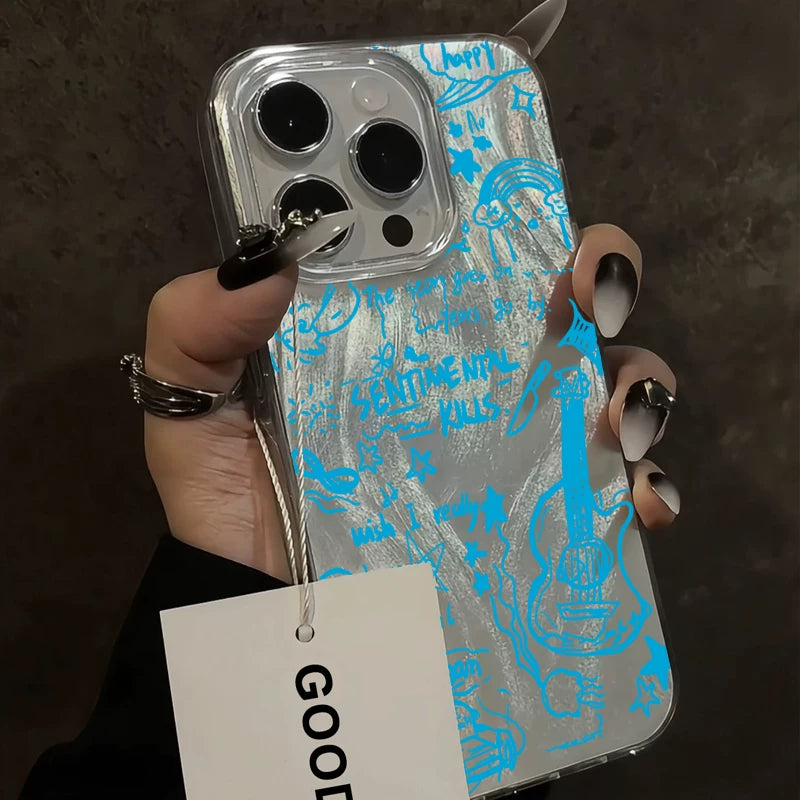 Retro Instagram niche trendy cool guitar feather phone case