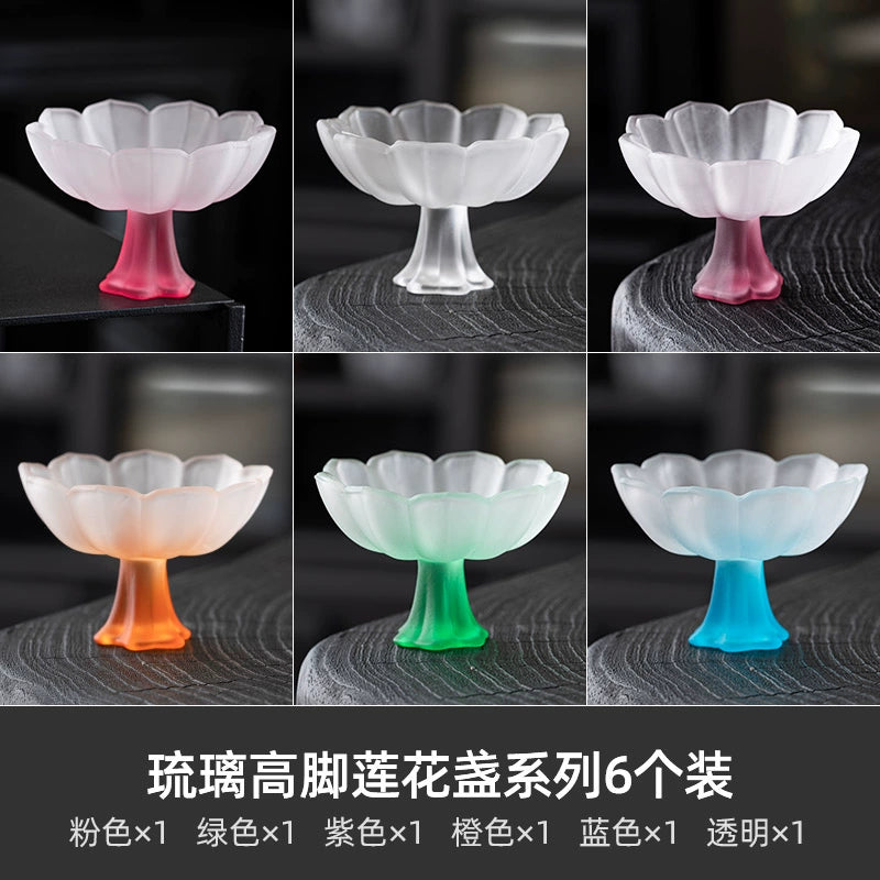 Lotus-Stemmed Colored Glass Cup