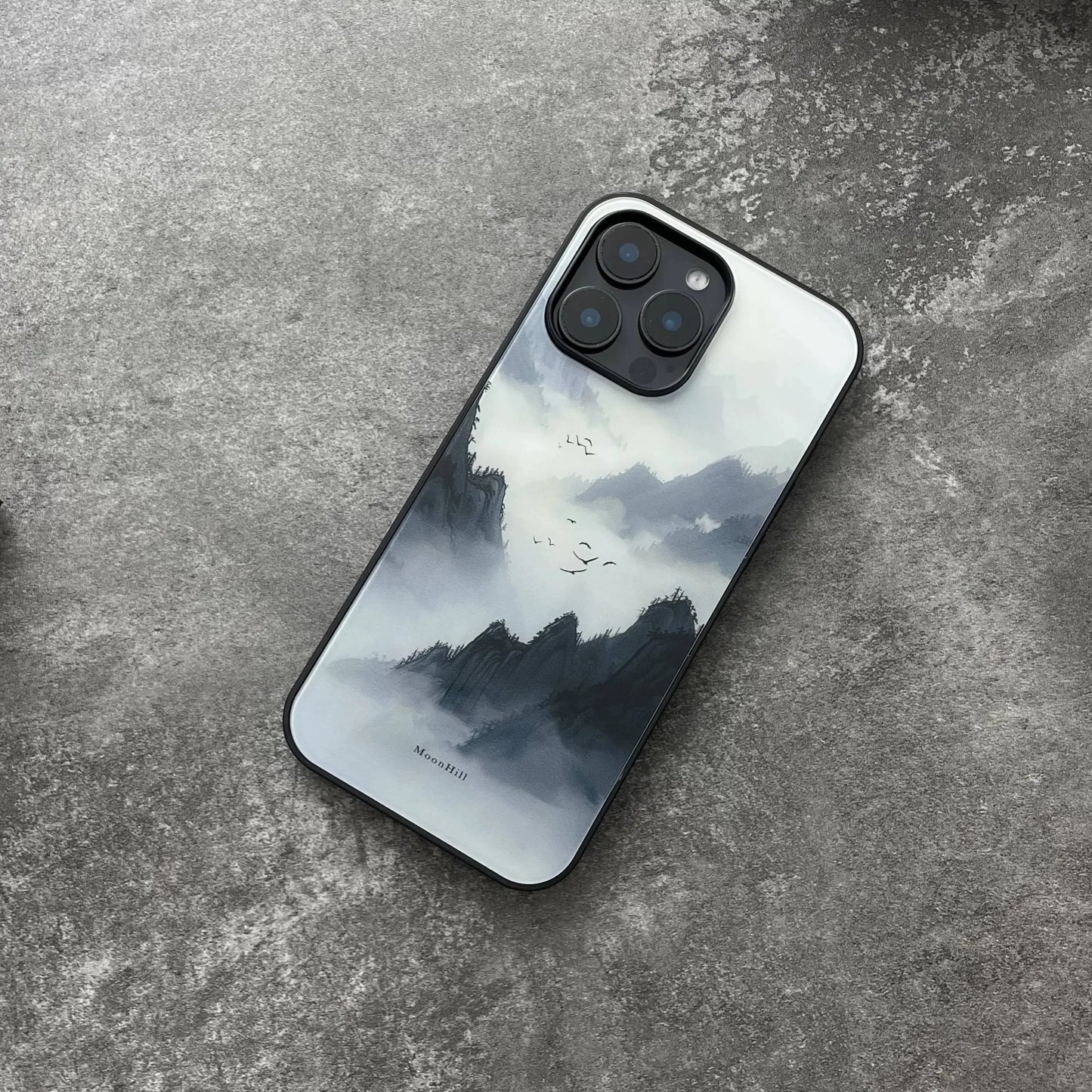 Green landscape ink painting non-slip full-coverage glass original premium phone case