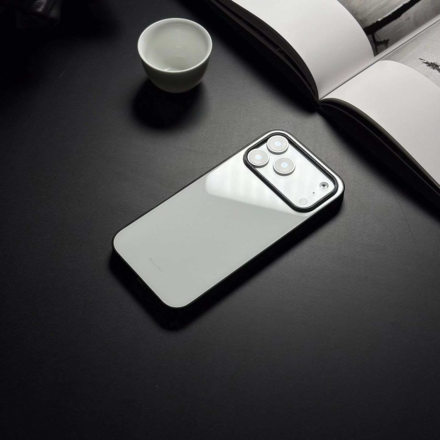 White cloud non-slip full-coverage glass premium phone case
