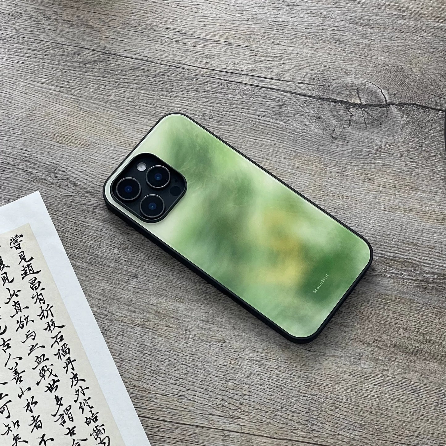 Yellow-green grass pattern, non-slip, full-coverage glass original premium phone case
