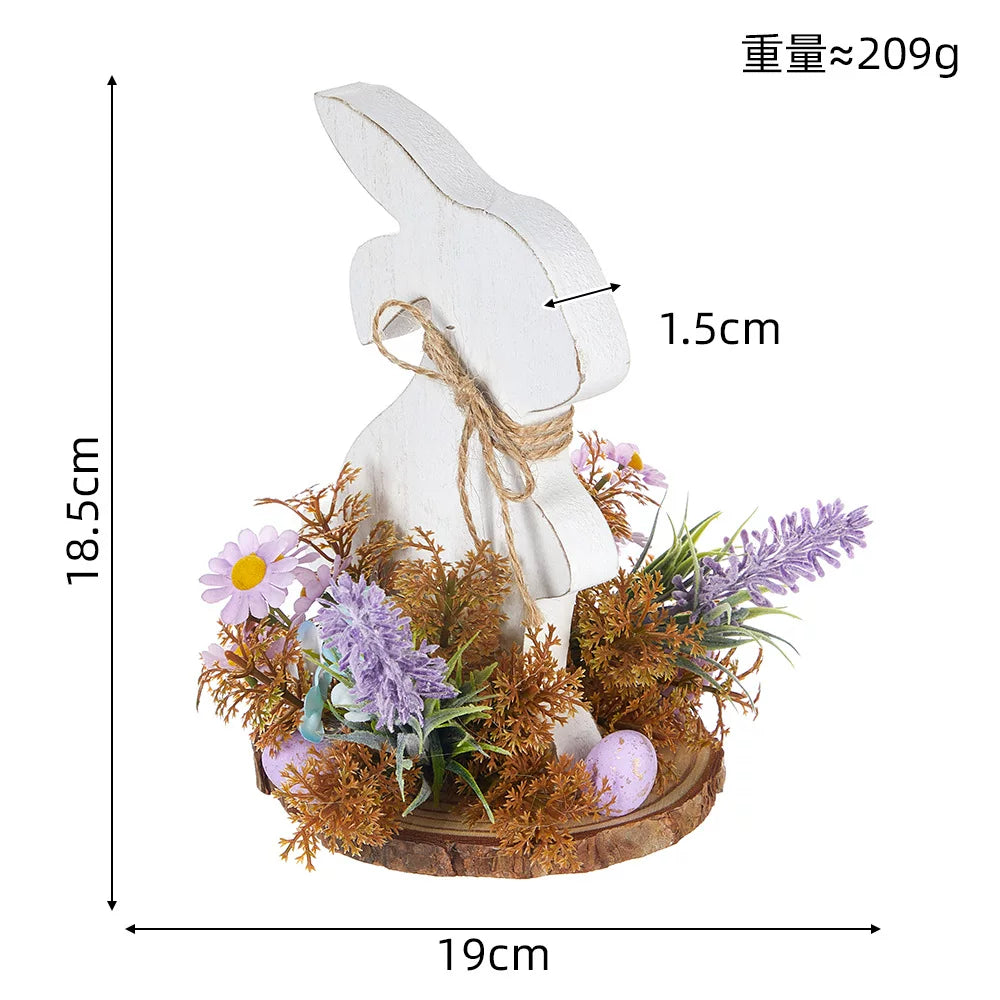 Easter Bunny Egg Simulation Flower Bunny-Shaped Desktop Ornament