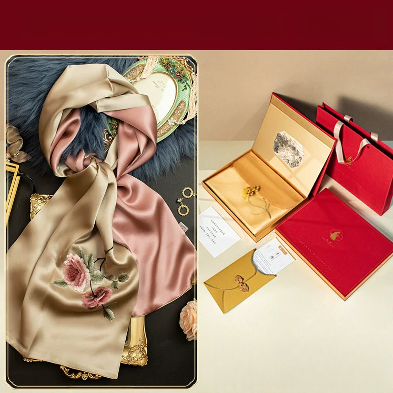 Purely handmade Suzhou embroidery peony silk scarf
