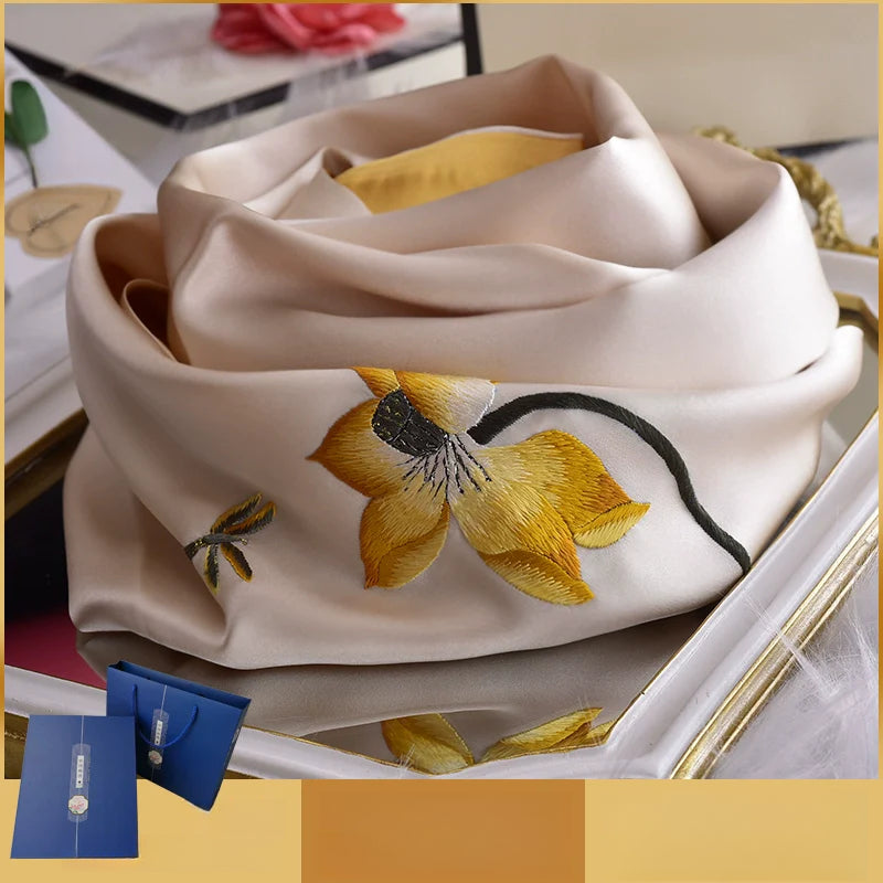Shu Embroidery Handmade Embroidery Silk Scarf