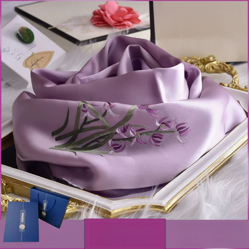 Shu Embroidery Handmade Embroidery Silk Scarf