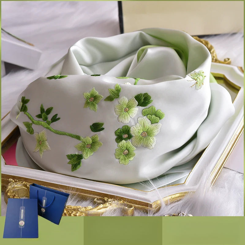Shu Embroidery Handmade Embroidery Silk Scarf