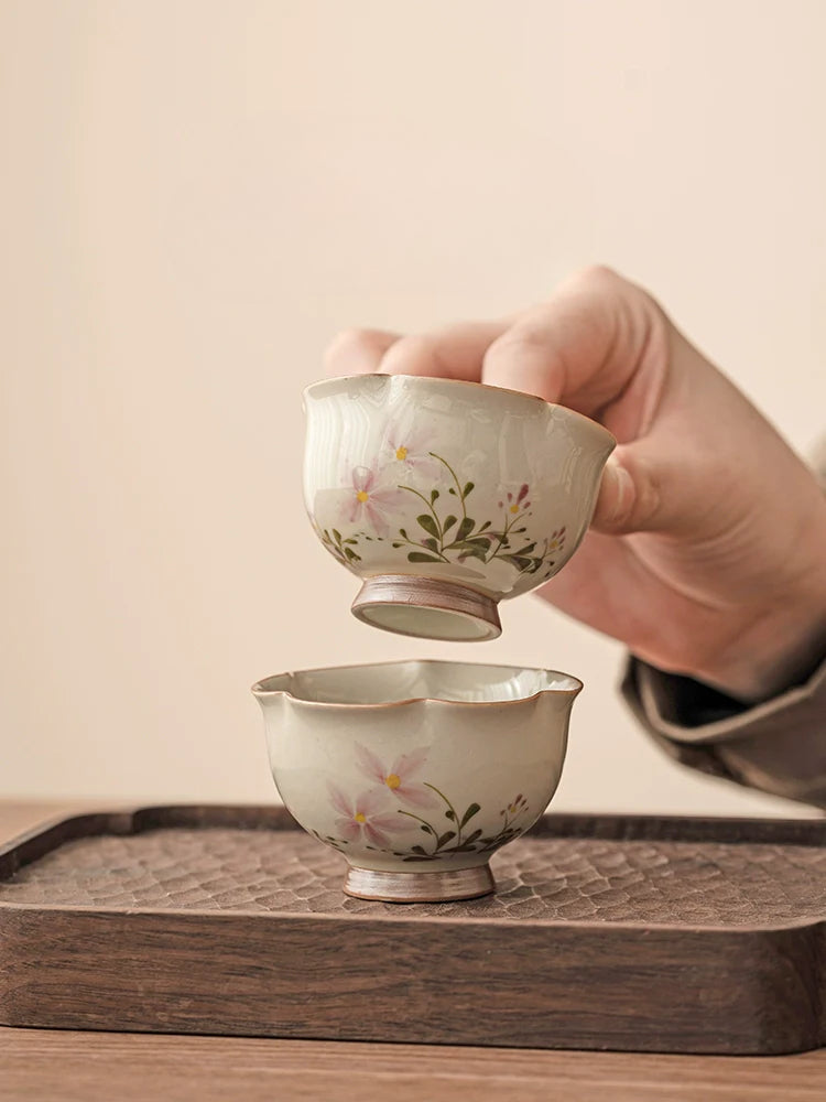 Wood Ash Glazed Daisy Teacup