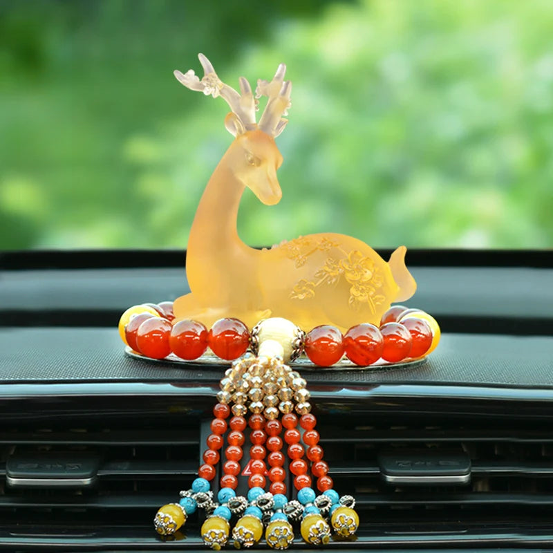 Crystal Deer Perfume Base with Agate Buddha Beads