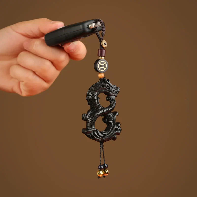 High-grade Ebony Zodiac Dragon Keychain