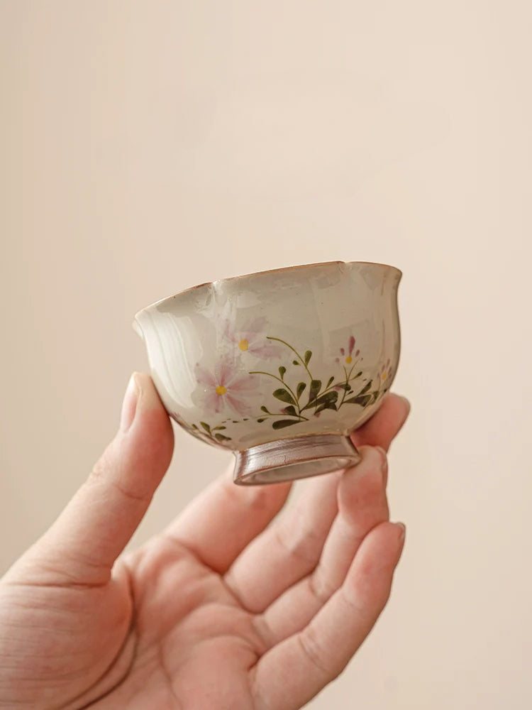 Wood Ash Glazed Daisy Teacup