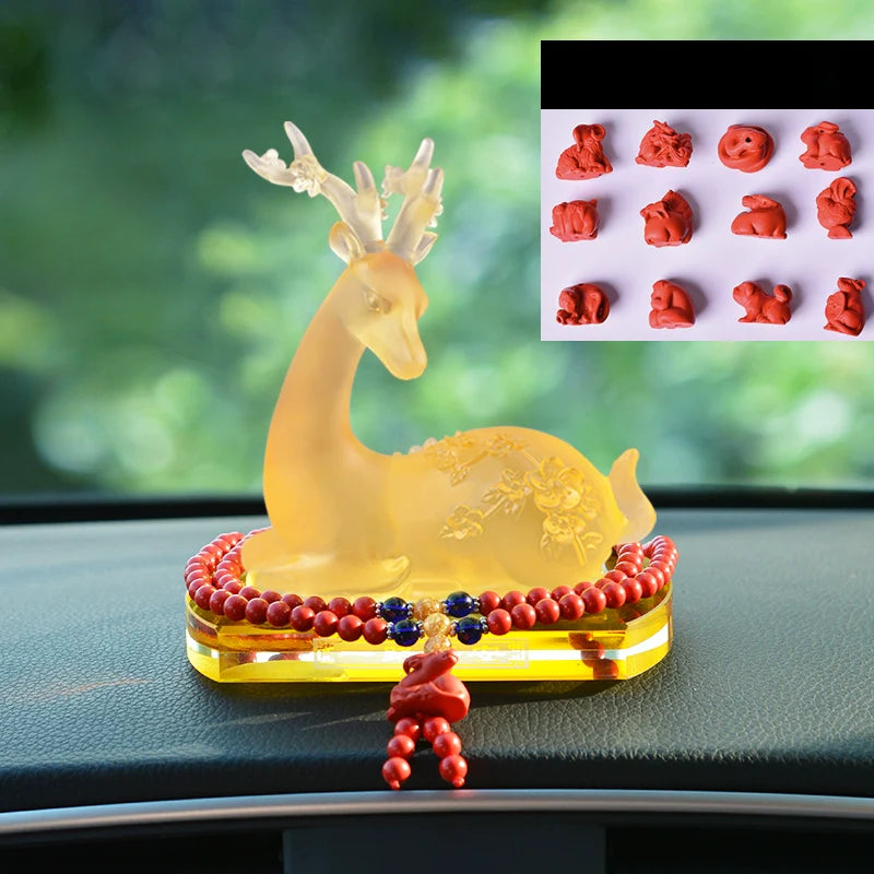 Crystal Deer Perfume Base with Agate Buddha Beads
