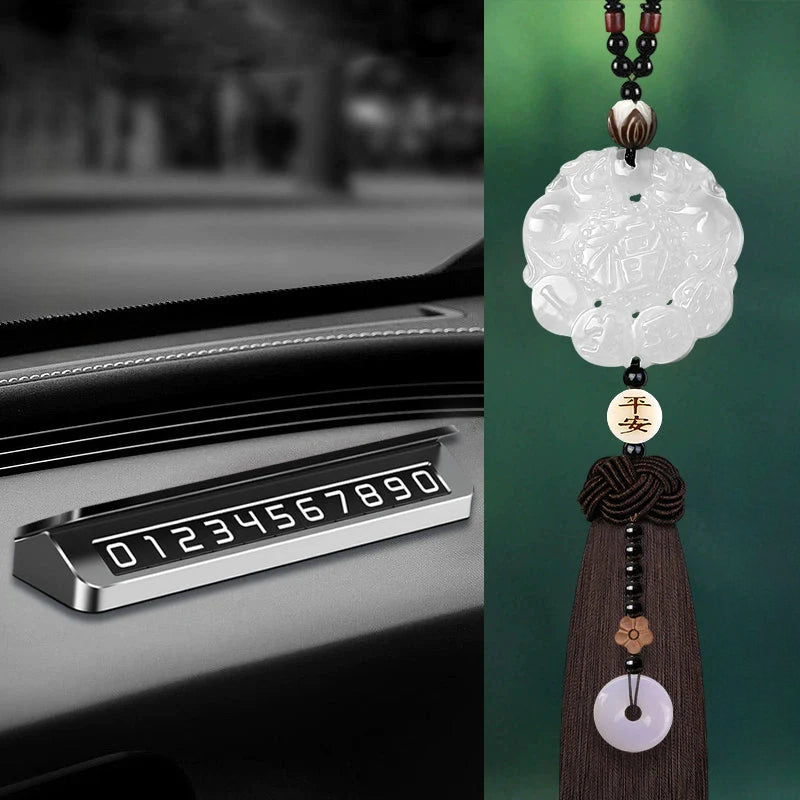 White Chalcedony Pi Xiu Pendant Car Accessory