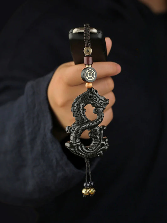 High-grade Ebony Zodiac Dragon Keychain