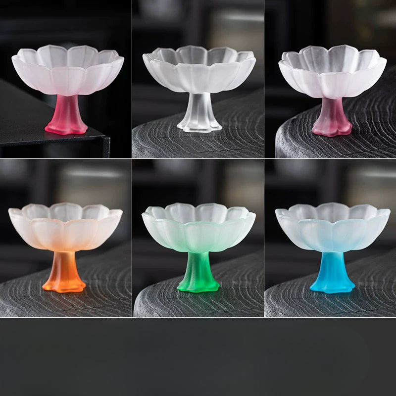 Lotus-Stemmed Colored Glass Cup
