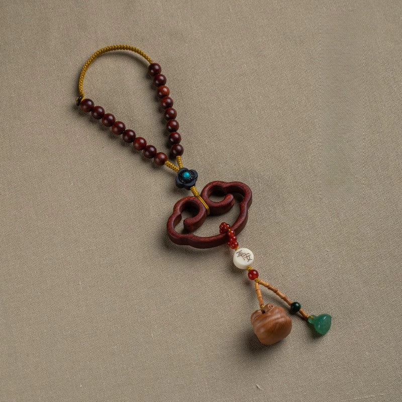 Natural Red Sandalwood Safety Lock Car Pendant