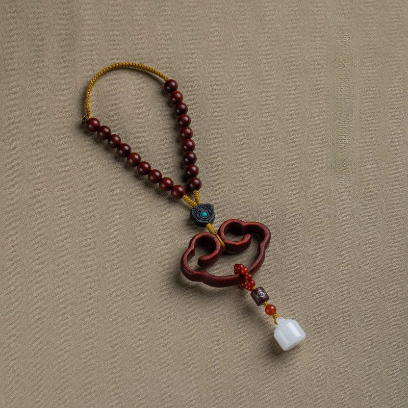 Natural Red Sandalwood Safety Lock Car Pendant