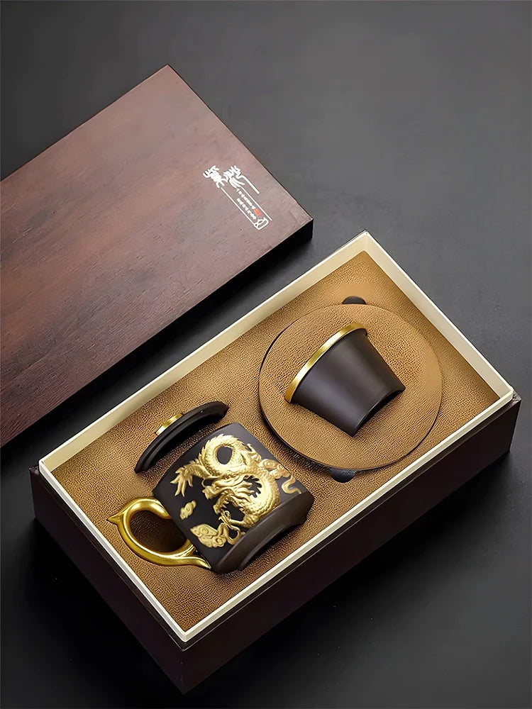 Chinese Zodiac Gilded Zisha Office Cup