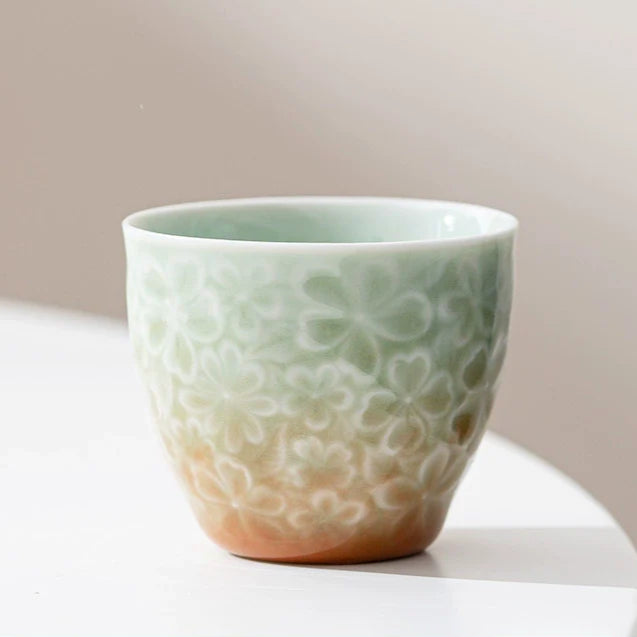 Ombré Cherry Blossom Relief Teacup