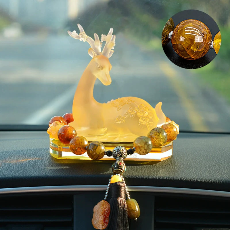 Crystal Deer Perfume Base with Agate Buddha Beads