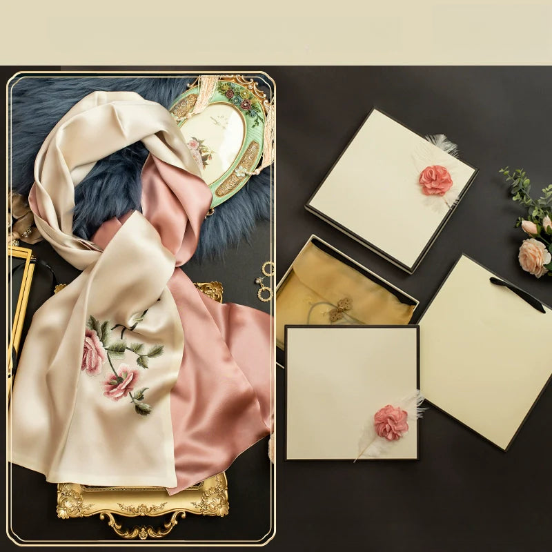 Purely handmade Suzhou embroidery peony silk scarf
