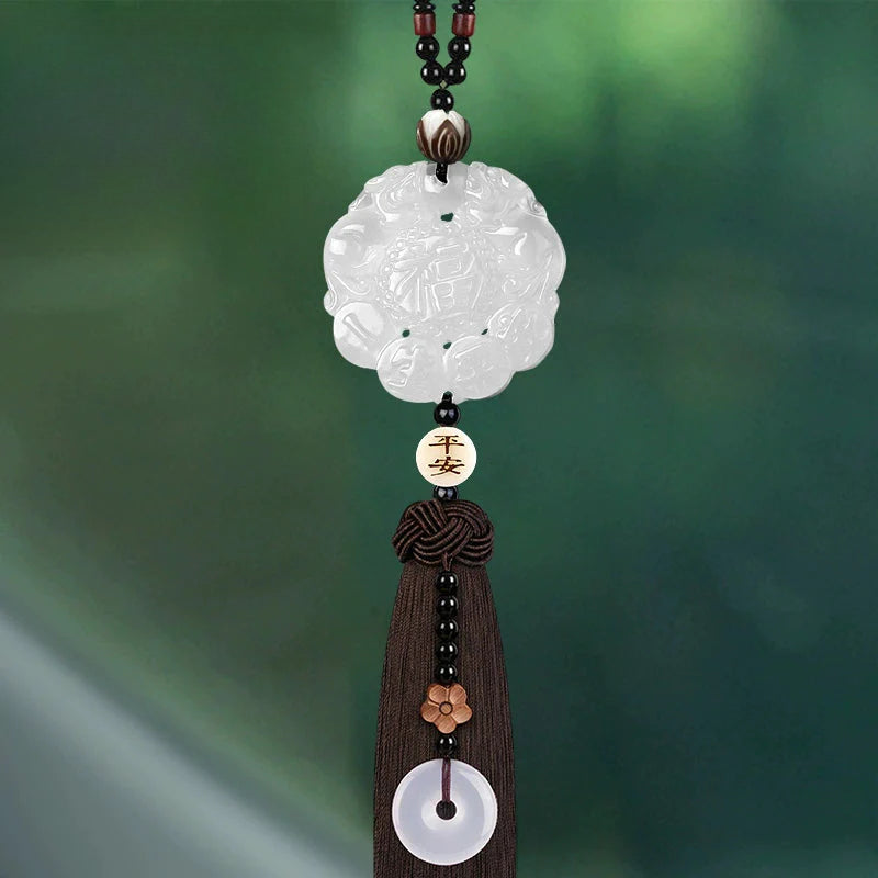 White Chalcedony Pi Xiu Pendant Car Accessory
