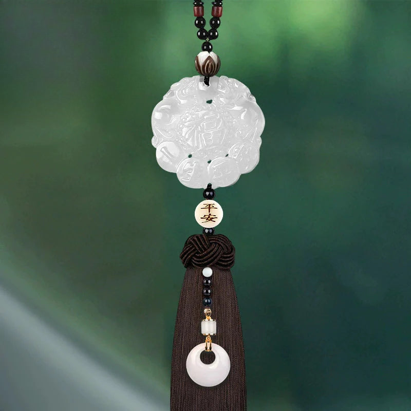 White Chalcedony Pi Xiu Pendant Car Accessory