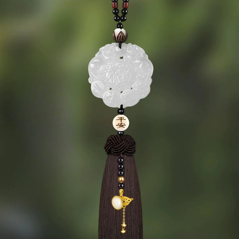 White Chalcedony Pi Xiu Pendant Car Accessory