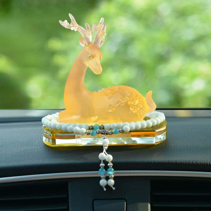 Crystal Deer Perfume Base with Agate Buddha Beads