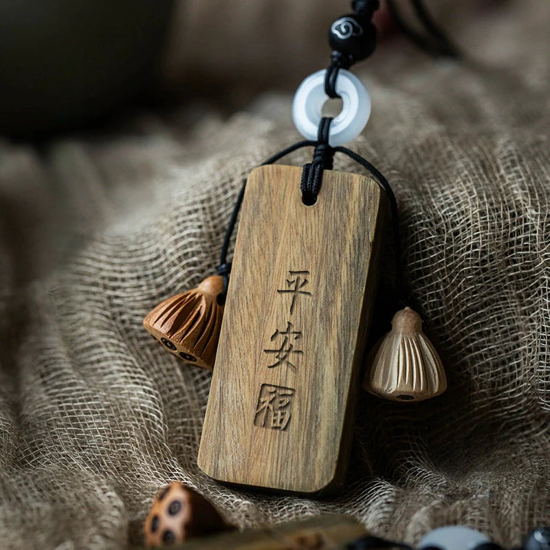 Peace Plaque Green Sandalwood Car Pendant