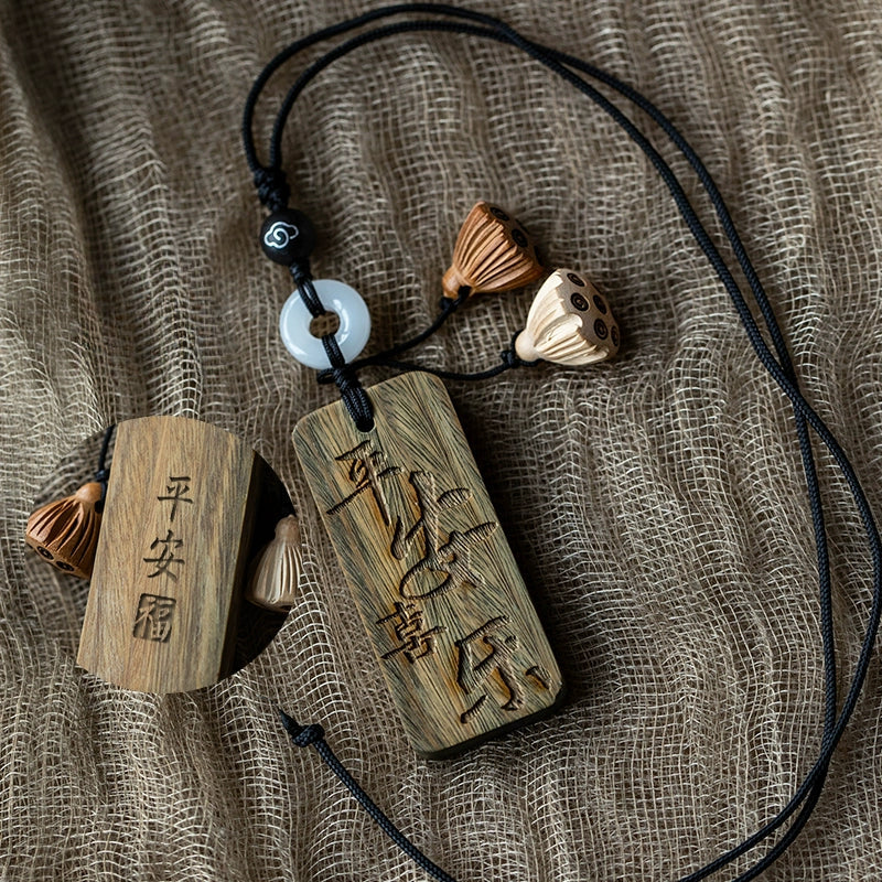 Peace Plaque Green Sandalwood Car Pendant