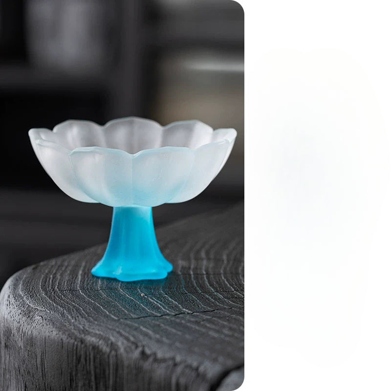 Lotus-Stemmed Colored Glass Cup