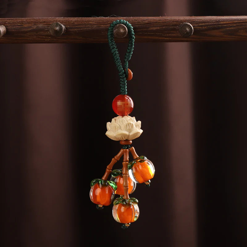 Chinese Style Bodhi Lotus Mobile Phone Chain Pendant Anti Rope Keychain