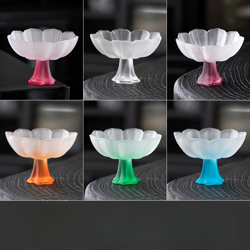 Lotus-Stemmed Colored Glass Cup