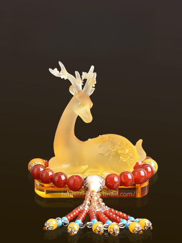 Crystal Deer Perfume Base with Agate Buddha Beads