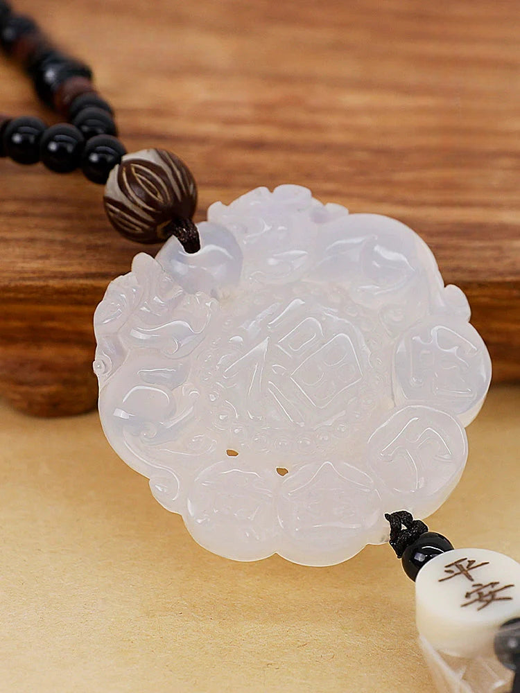 White Chalcedony Pi Xiu Pendant Car Accessory