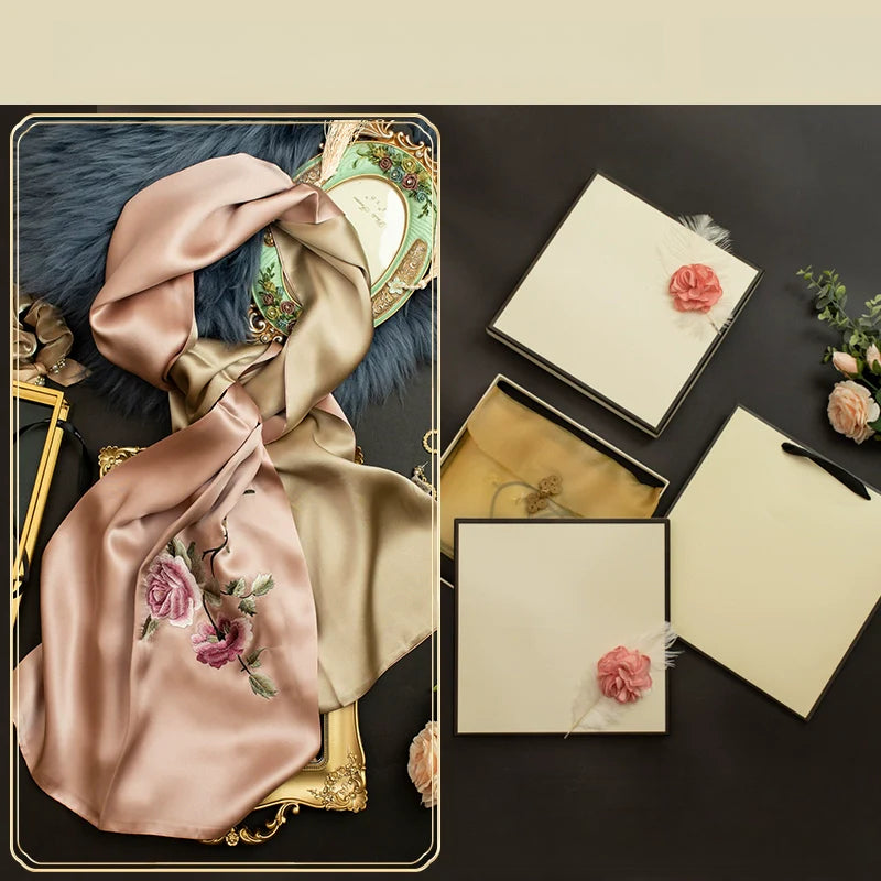 Purely handmade Suzhou embroidery peony silk scarf