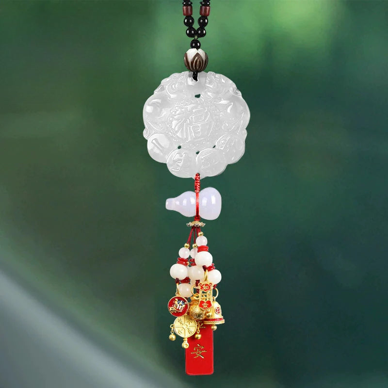 White Chalcedony Pi Xiu Pendant Car Accessory