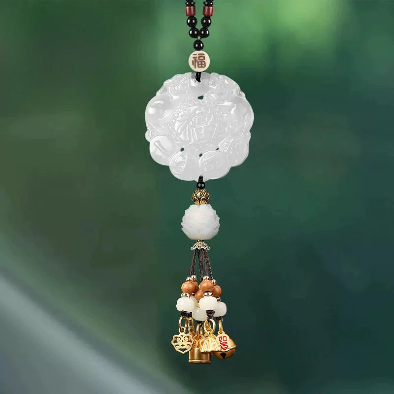 White Chalcedony Pi Xiu Pendant Car Accessory