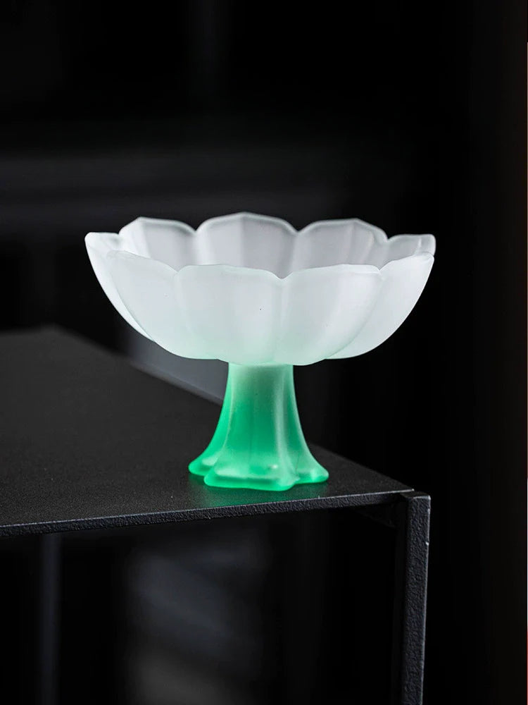 Lotus-Stemmed Colored Glass Cup