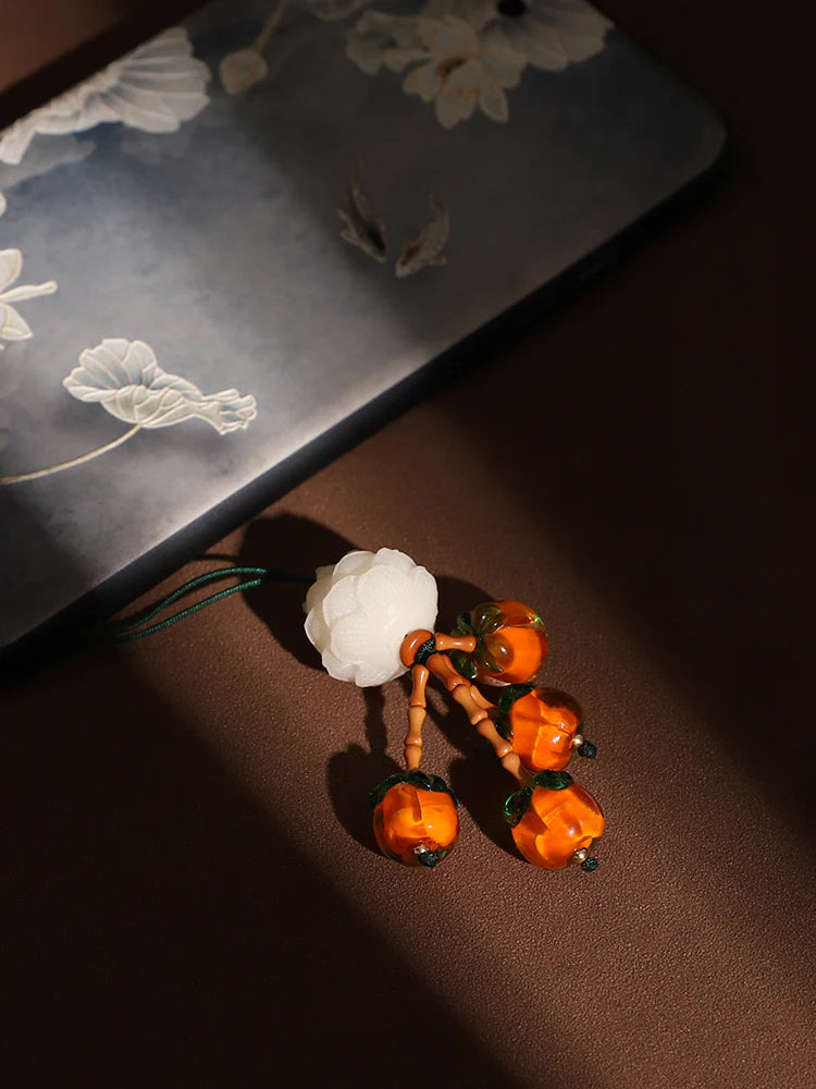 Chinese Style Bodhi Lotus Mobile Phone Chain Pendant Anti Rope Keychain