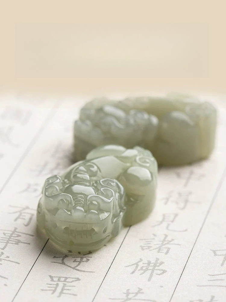 Natural Hetian Jade Pixiu Keychain