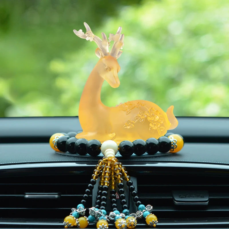Crystal Deer Perfume Base with Agate Buddha Beads