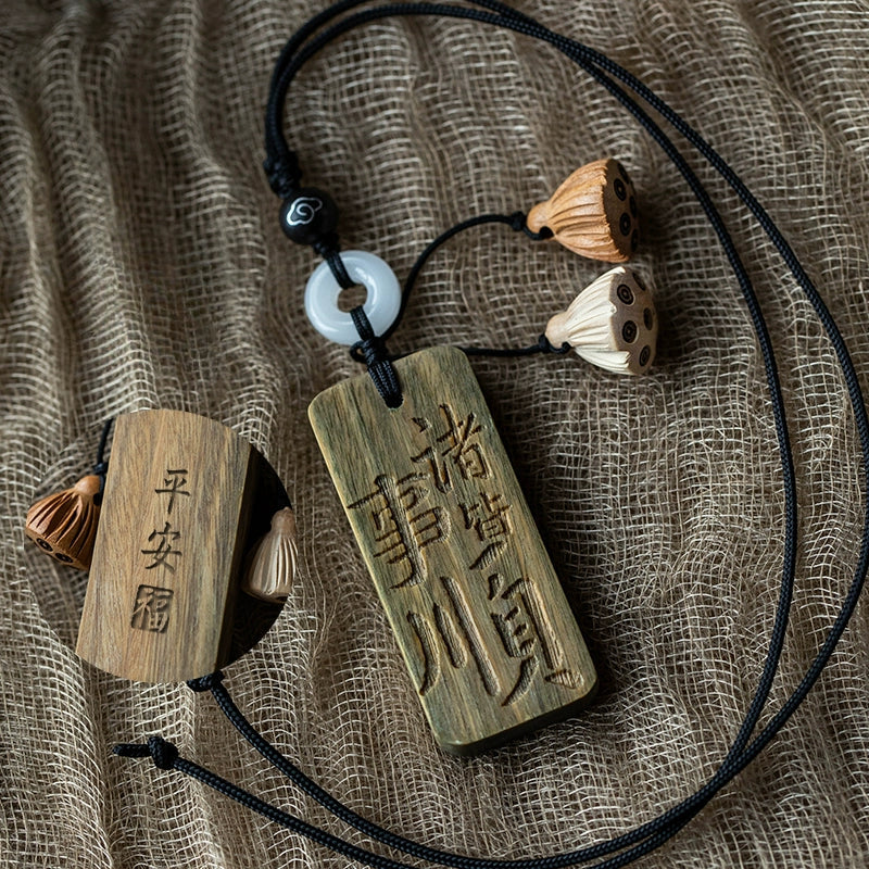 Peace Plaque Green Sandalwood Car Pendant